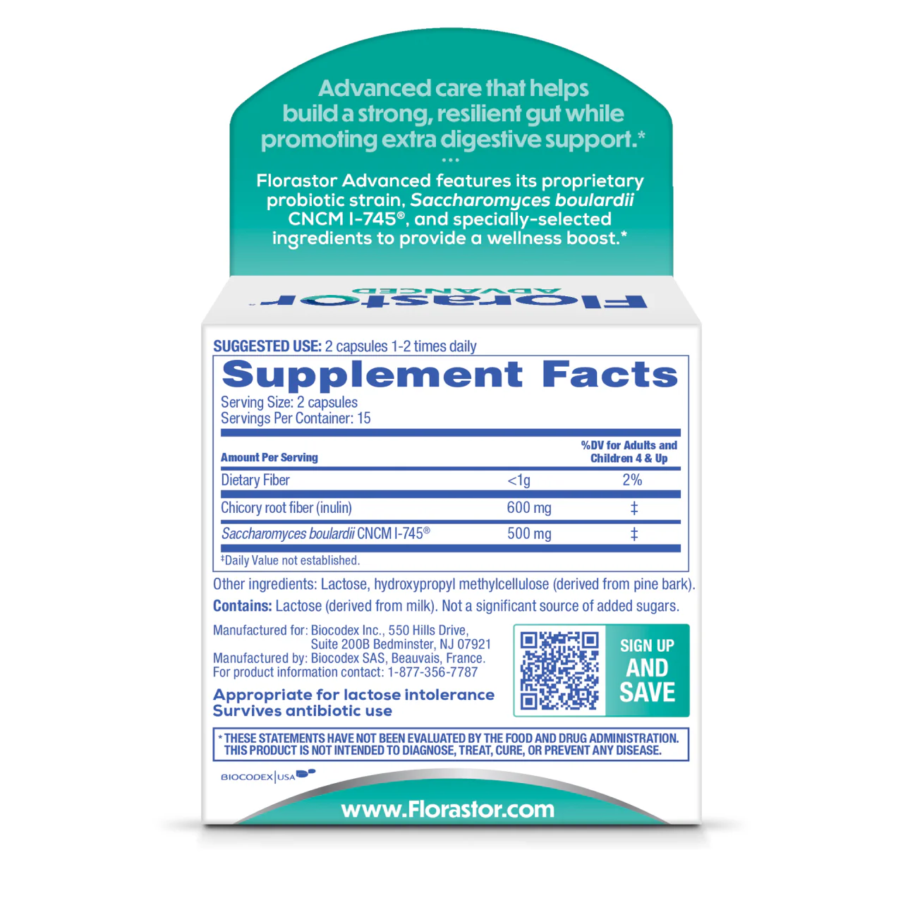 Florastor® Advanced Pro + Pre Probiotic & Prebiotic Fiber Supplement - Image 3